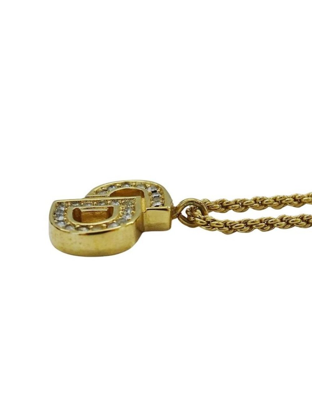 Dior Necklace Rhinestone Logo Gold - Picture 3 of 7